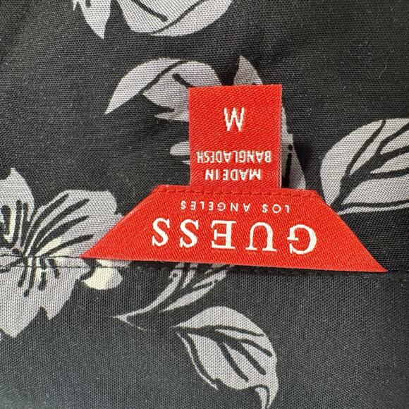 GUESS Men’s Size Medium Black/White Floral Slim Fit Shirt Stretch Long Sleeve - Picture 6 of 10